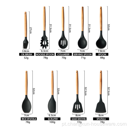 Acessórios para utensílios de cozinha de silicone Reda 10 ferramentas de cozinha definidas